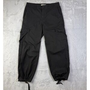 Levis 94' Baggy Pants Black Cargo Womens 31 Black Pockets Casual Tie Ankle